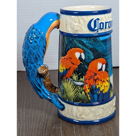 VTG Corona Extra Beer Stein Parrotdise Collectible Mug Numbered Macaw Tropical - Picture 3 of 9